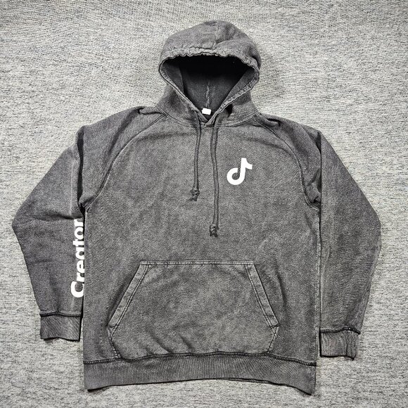 TikTok Creator Gray Acid Wash Pullover Hoodie Lane Seven Adult Large Cotton - Picture 1 of 11